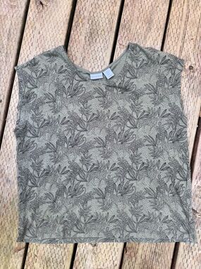 Tabitha Webb Olive Green Short Sleeve Tee with Black Botanical & Animal Print
